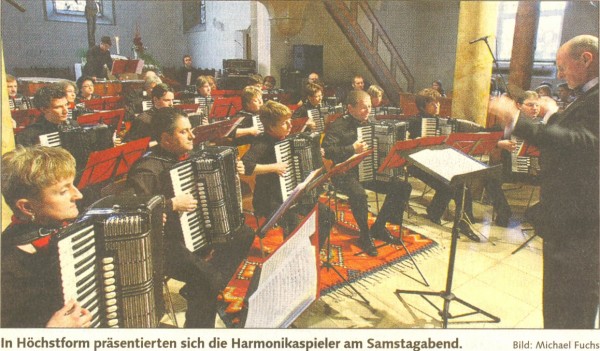 In Hchstform prsentierten sich die Harmonikaspieler am Samstagabend. Bild: Michael Fuchs